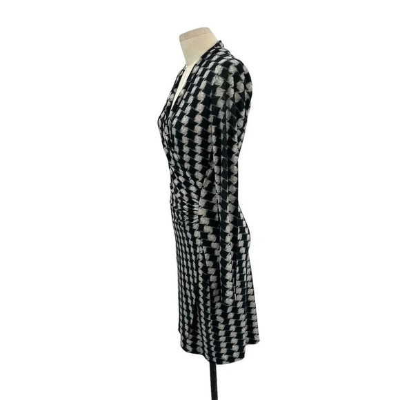 KAMALIKULTURE by Norma Kamali Black Grey Printed Faux Wrap Dress Size XS - Picture 4 of 9